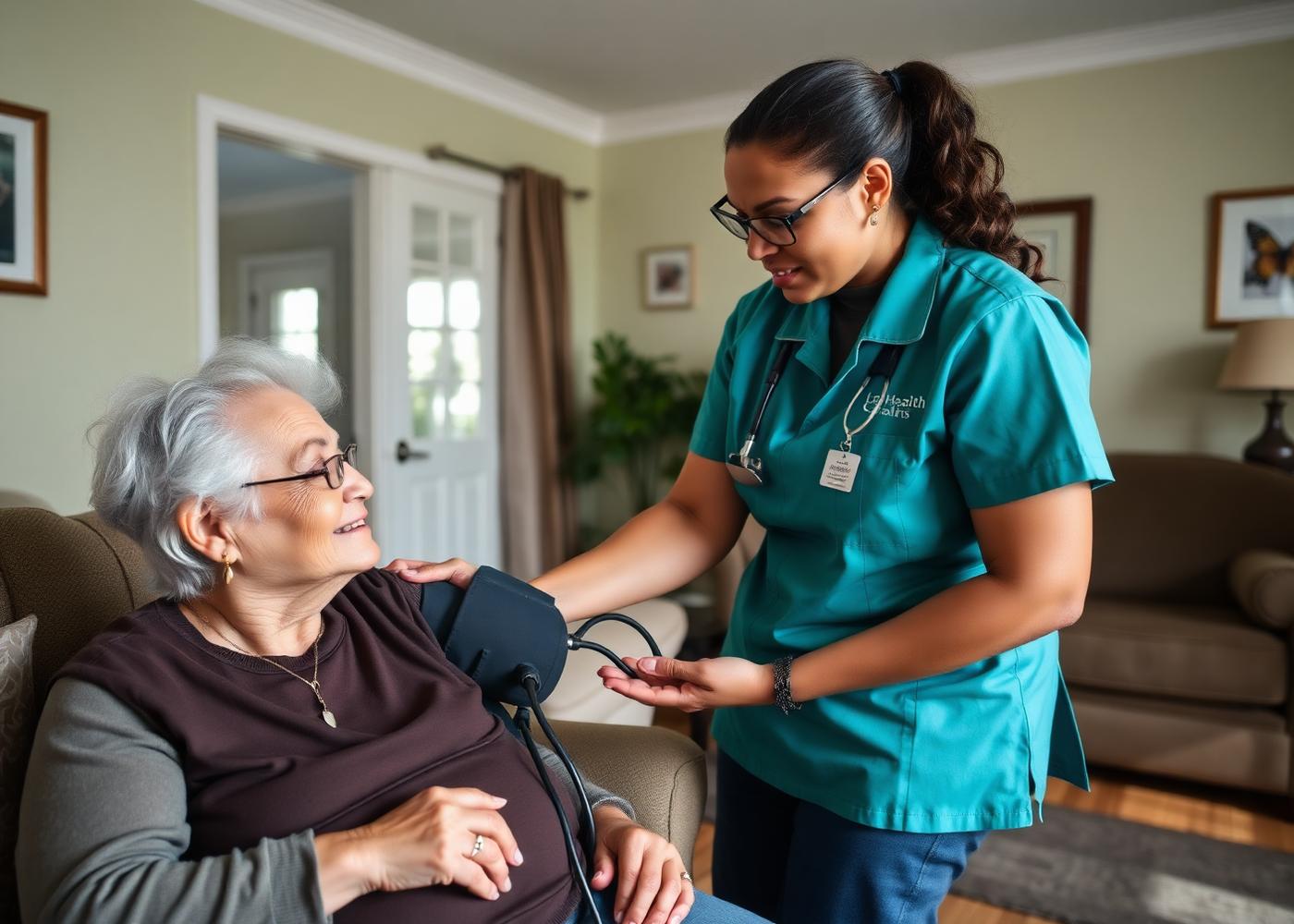 Trained workers bringing care into the home.